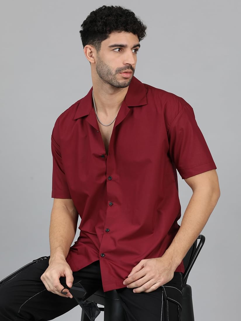 BAGGY FIT RESORT COLLAR COTTON SHIRT