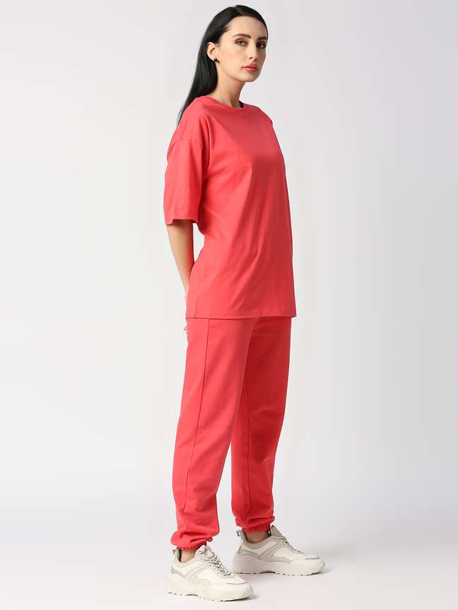 Pure Pink Cotton T-shirt with Trouser Co-ords