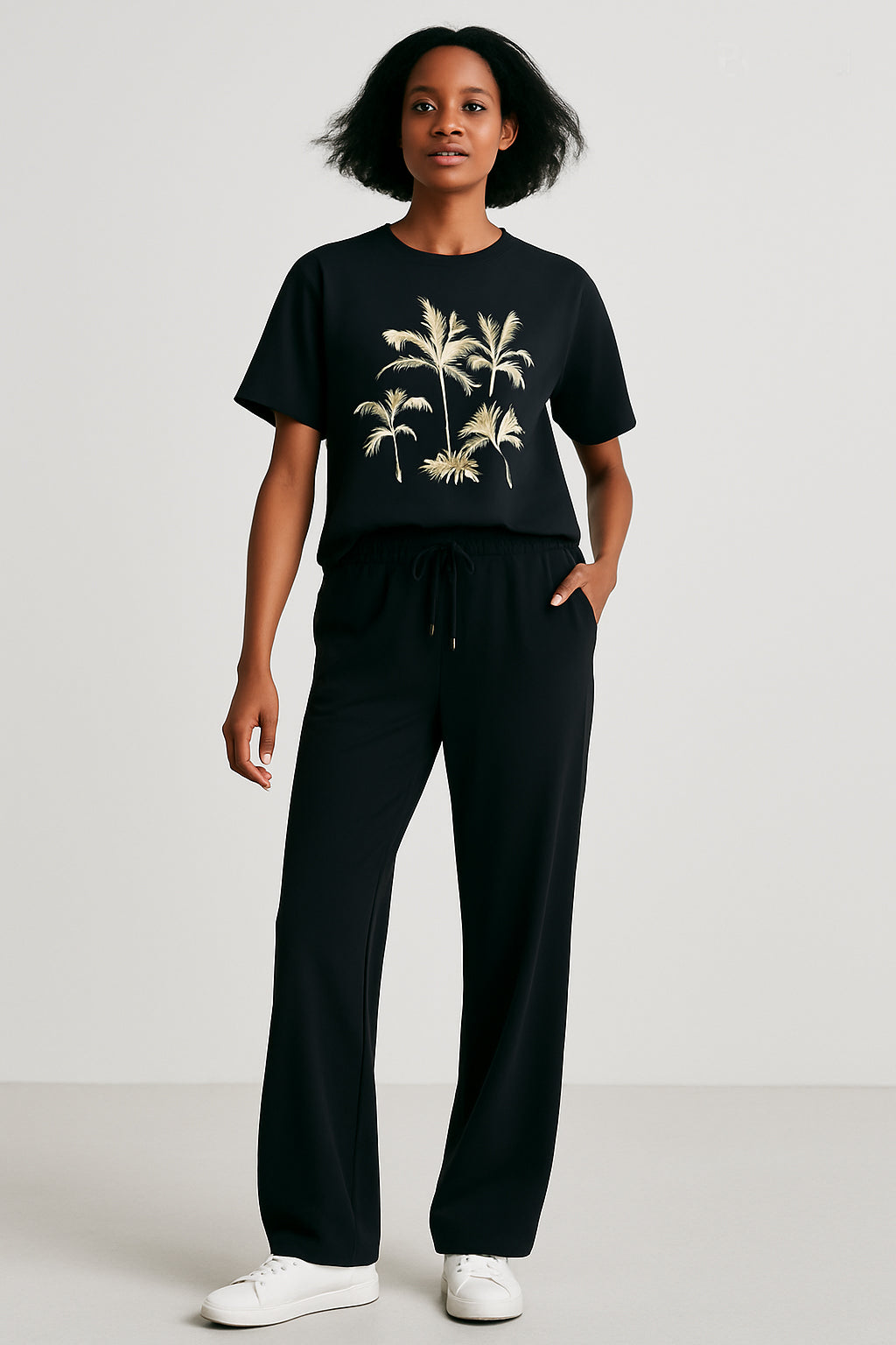 Graphic Printed Short Sleeve T-Shirt and Pants Co-Ords
