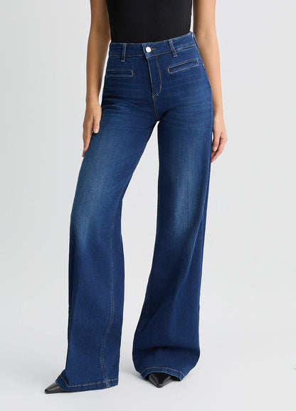High-waisted flared jeans