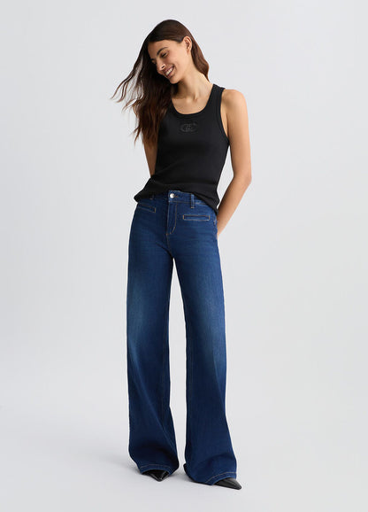 High-waisted flared jeans