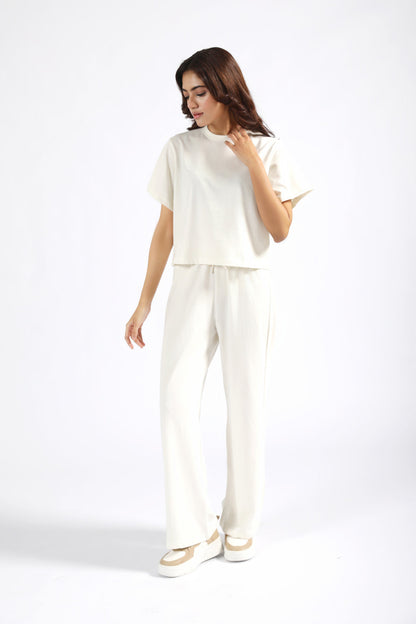 BOX FIT TEE WITH WIDE LEG TROUSERS