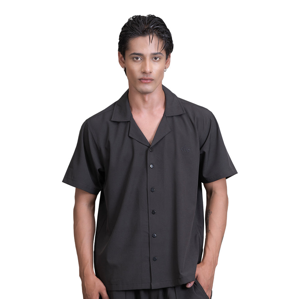 BAGGY FIT RESORT COLLAR COTTON SHIRT