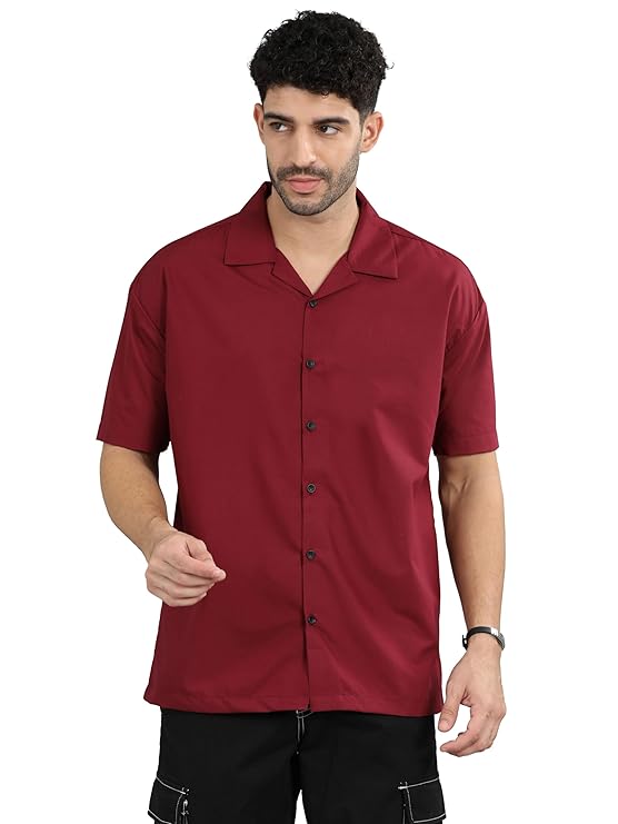 BAGGY FIT RESORT COLLAR COTTON SHIRT