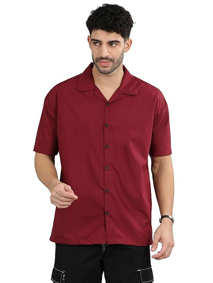 BAGGY FIT RESORT COLLAR COTTON SHIRT