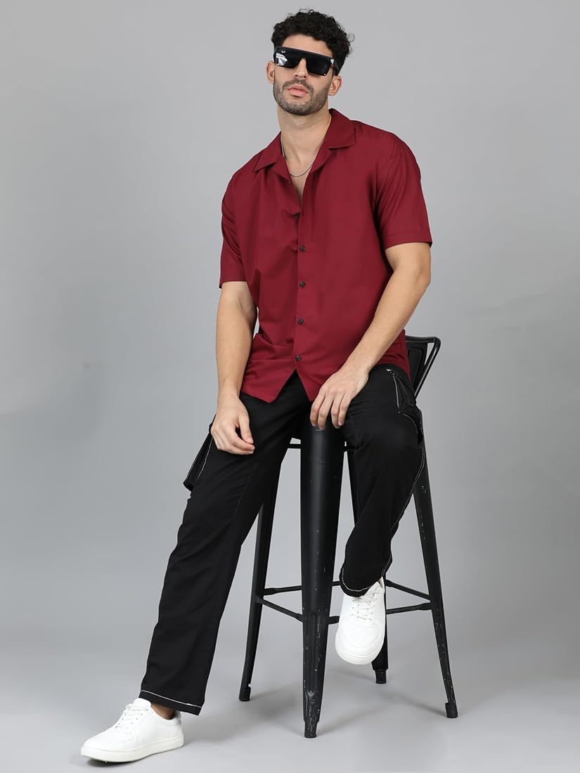 BAGGY FIT RESORT COLLAR COTTON SHIRT