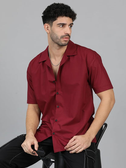BAGGY FIT RESORT COLLAR COTTON SHIRT