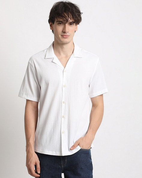 BAGGY FIT RESORT COLLAR COTTON SHIRT