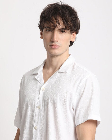 BAGGY FIT RESORT COLLAR COTTON SHIRT