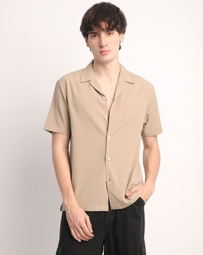 BAGGY FIT RESORT COLLAR COTTON SHIRT