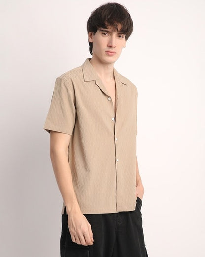 BAGGY FIT RESORT COLLAR COTTON SHIRT