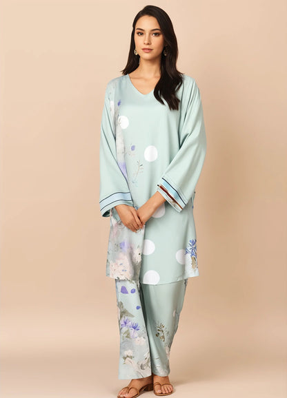 Serene Floral Co-ord (Shirt & Trouser) - Light green