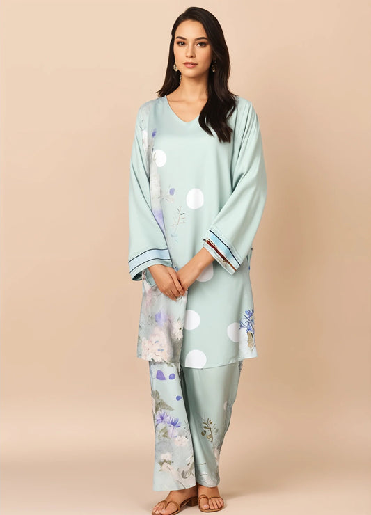 Serene Floral Co-ord (Shirt & Trouser) - Light green