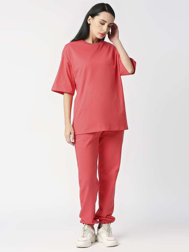 Pure Pink Cotton T-shirt with Trouser Co-ords