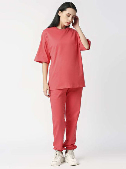 Pure Pink Cotton T-shirt with Trouser Co-ords