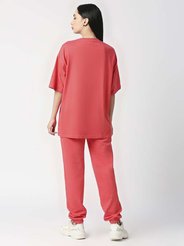 Pure Pink Cotton T-shirt with Trouser Co-ords