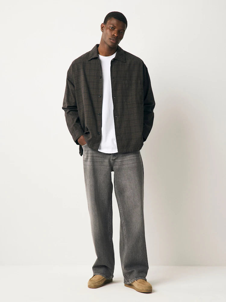 Grey Baggy Fit Vintage Wash Denim Jeans