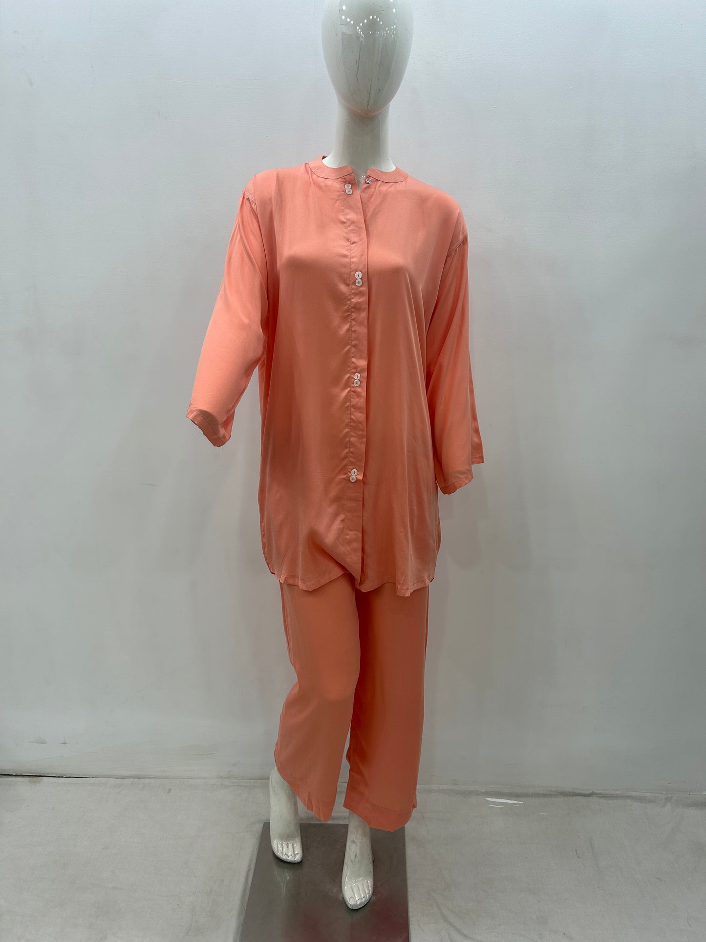 Cotton Button Down peach Co-Ord Set
