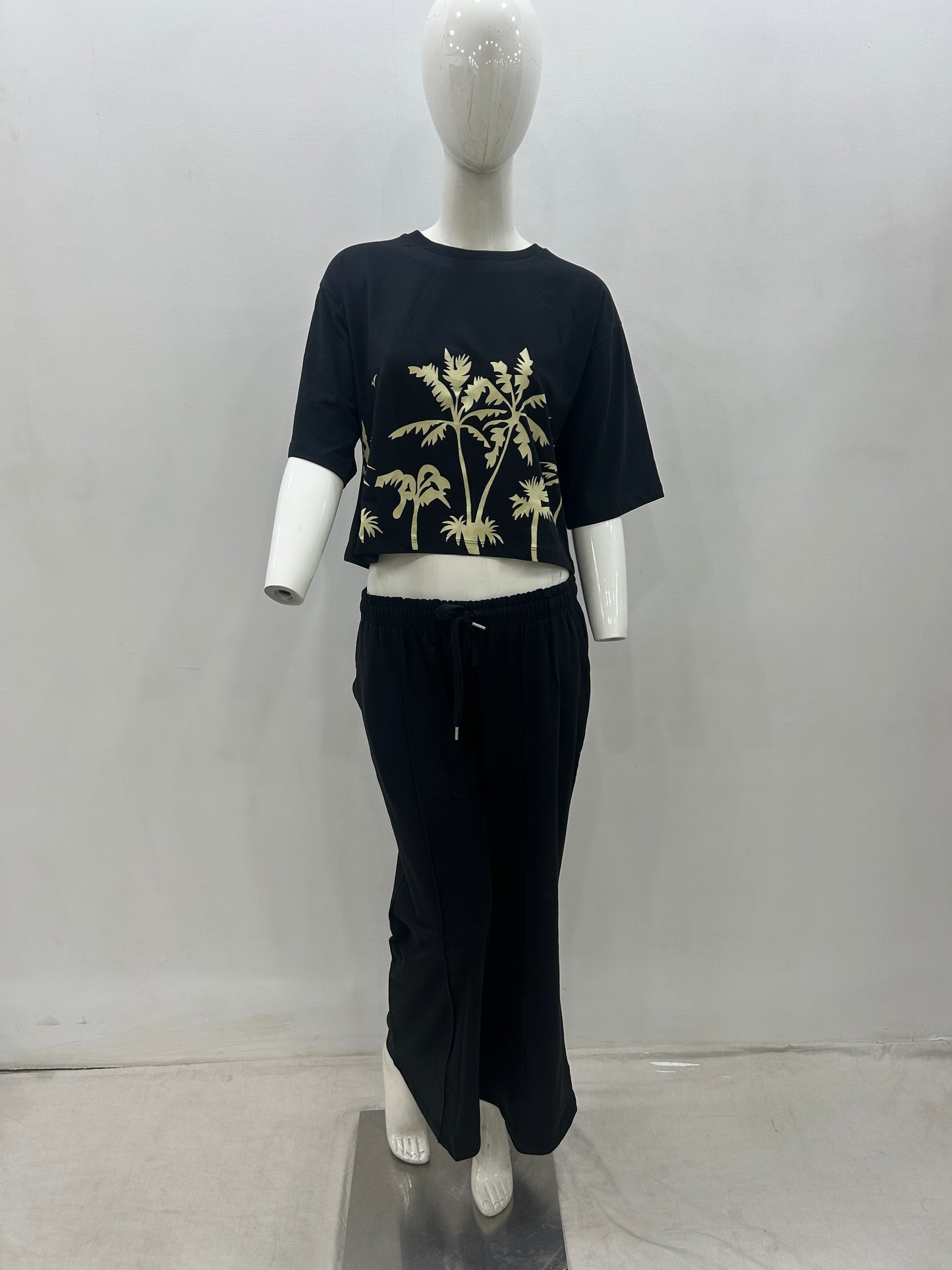 Graphic Printed Short Sleeve T-Shirt and Pants Co-Ords