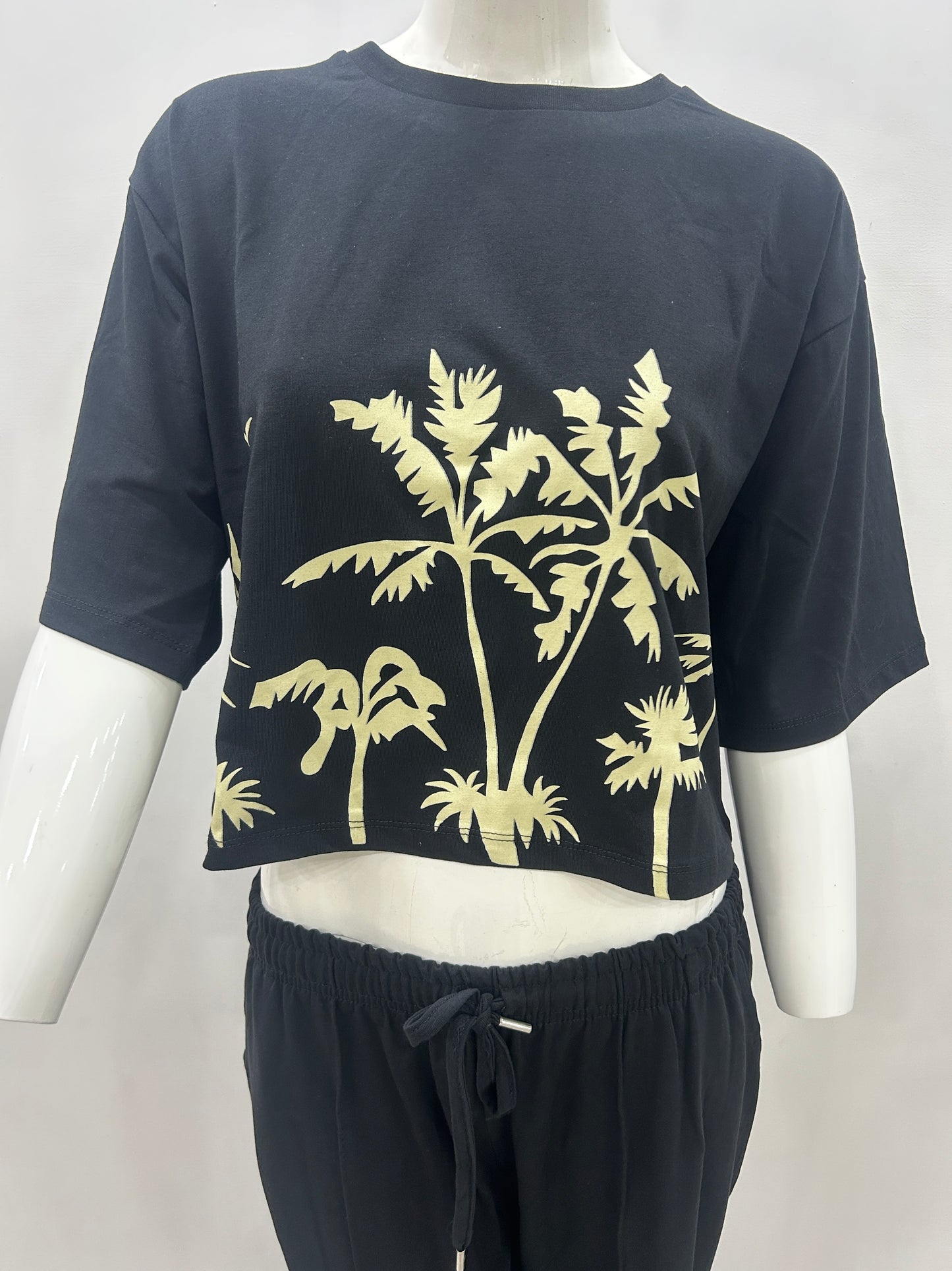 Graphic Printed Short Sleeve T-Shirt and Pants Co-Ords