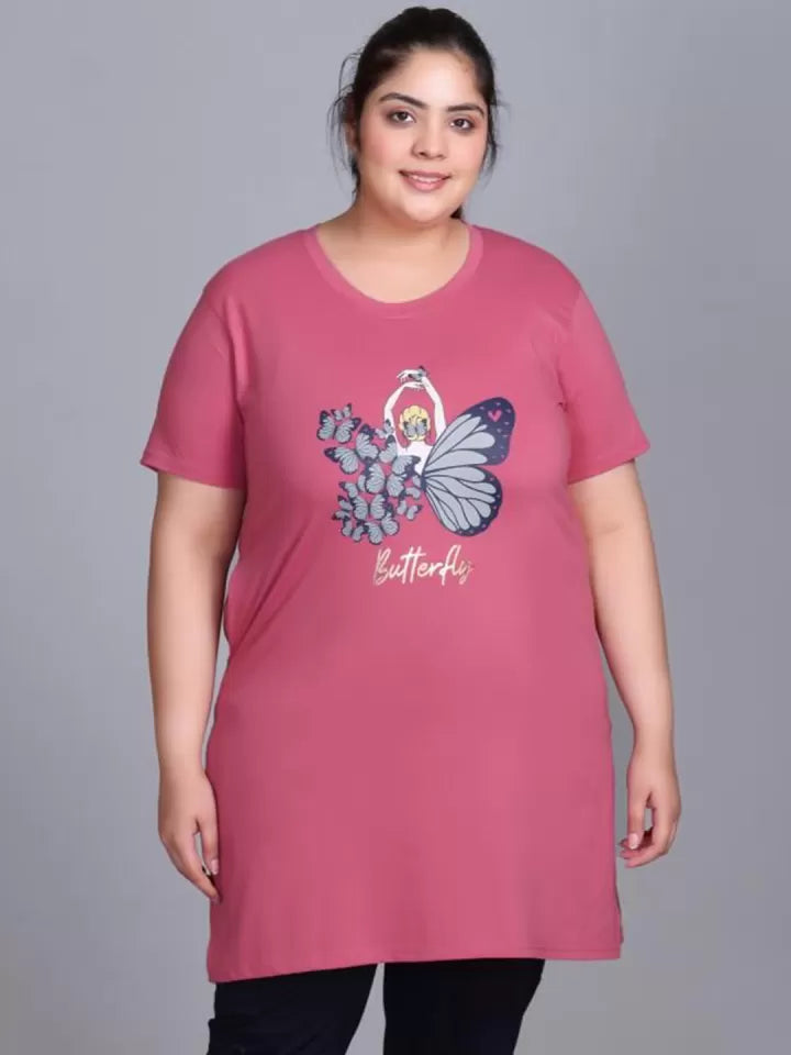 Women Plus Size Printed Long Tshirt