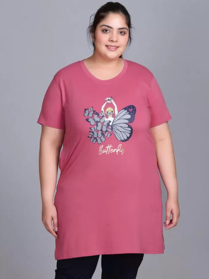 Women Plus Size Printed Long Tshirt