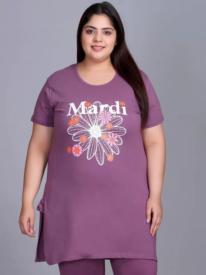 Women Plus Size Printed Long Tshirt