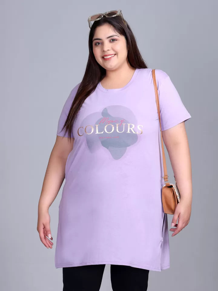Women Plus Size Printed Long Tshirt