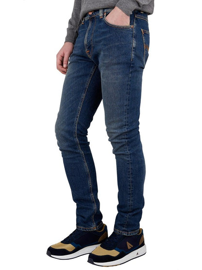 slightly faded  jeans with slim fit in stretch denim