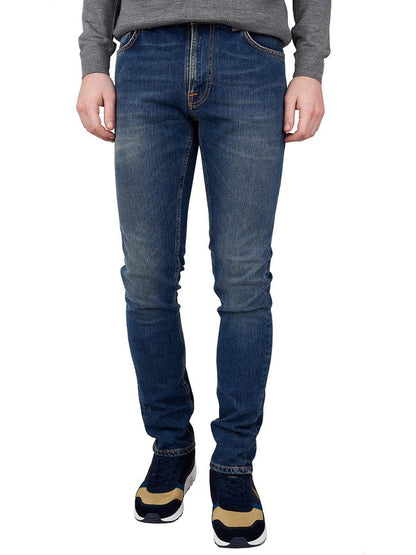slightly faded  jeans with slim fit in stretch denim