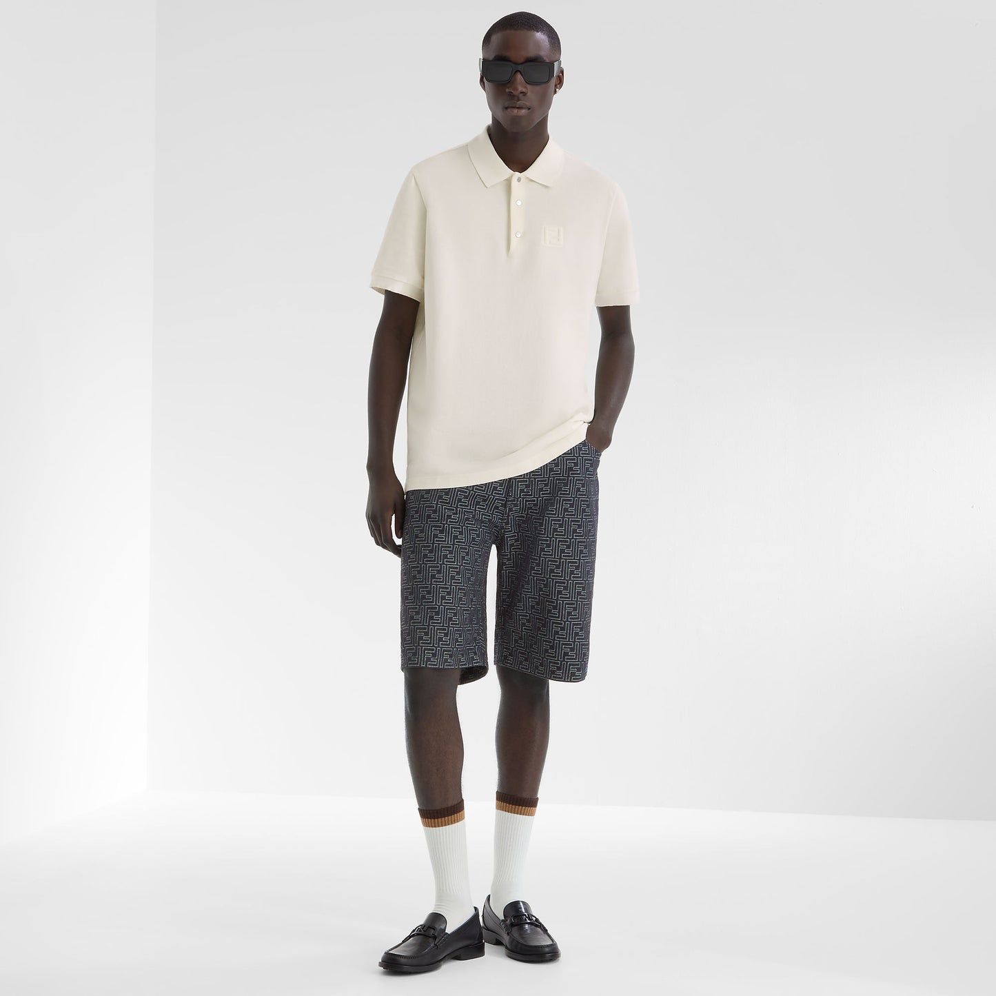 Cream Cotton polo shirt