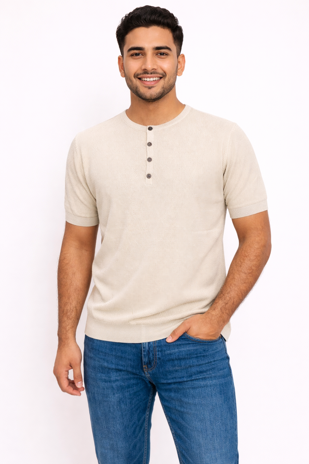 T-shirt with Henley neck