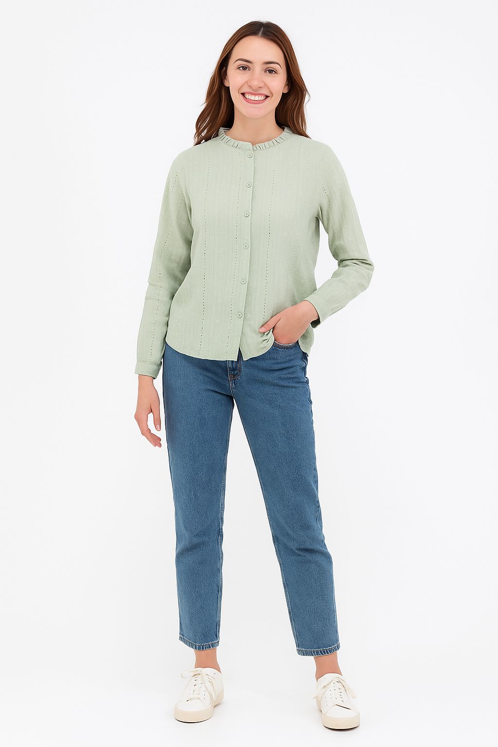 Sage Breeze Button-Front Top