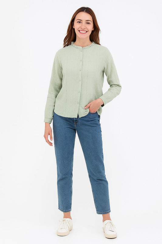 Sage Breeze Button-Front Top