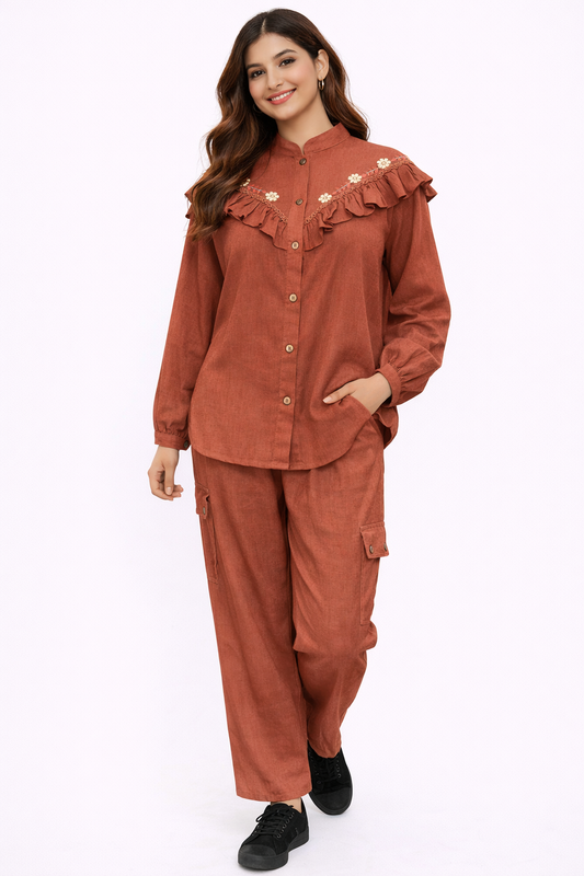 Lace Tunic with Ruffled Collar