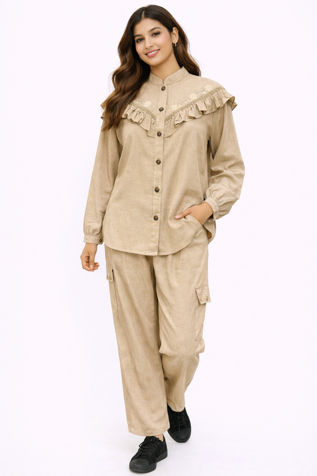 Lace Tunic with Ruffled Collar