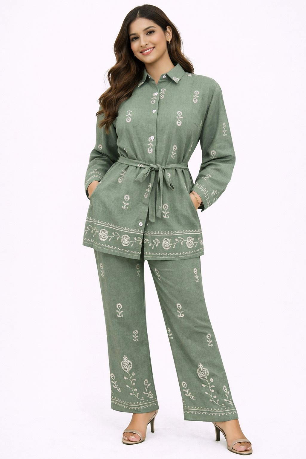 Aveline Shirt Dress In Print Linen Blend