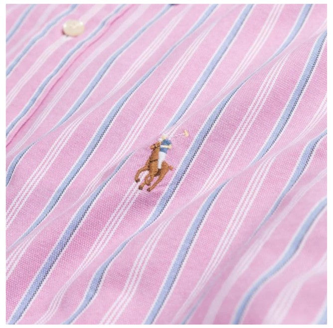 Custom Fit Striped Oxford Shirt | Pink