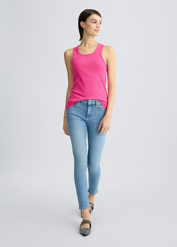 High-waisted skinny jeans