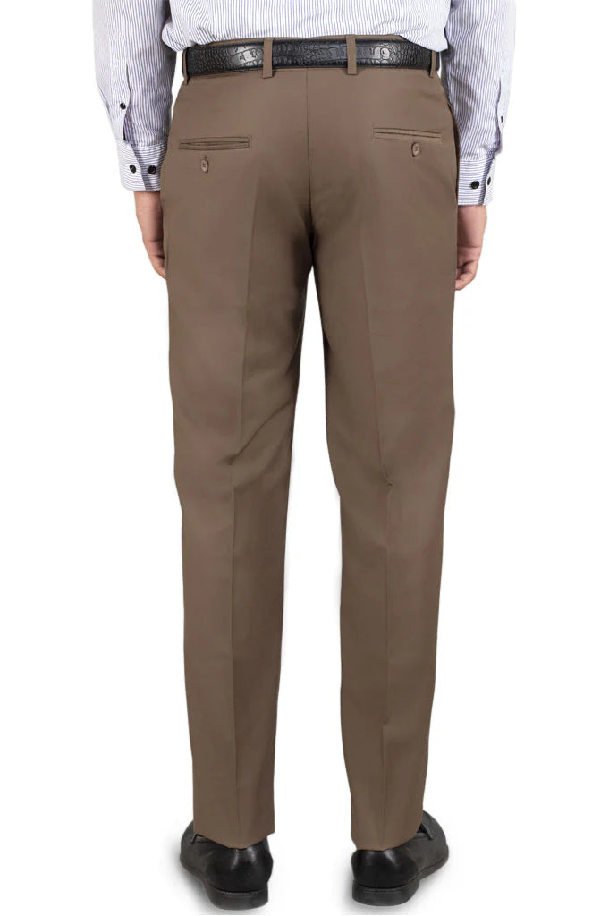 Brown Wash & Wear Regular Fit Trouser