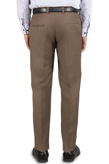 Brown Wash & Wear Regular Fit Trouser