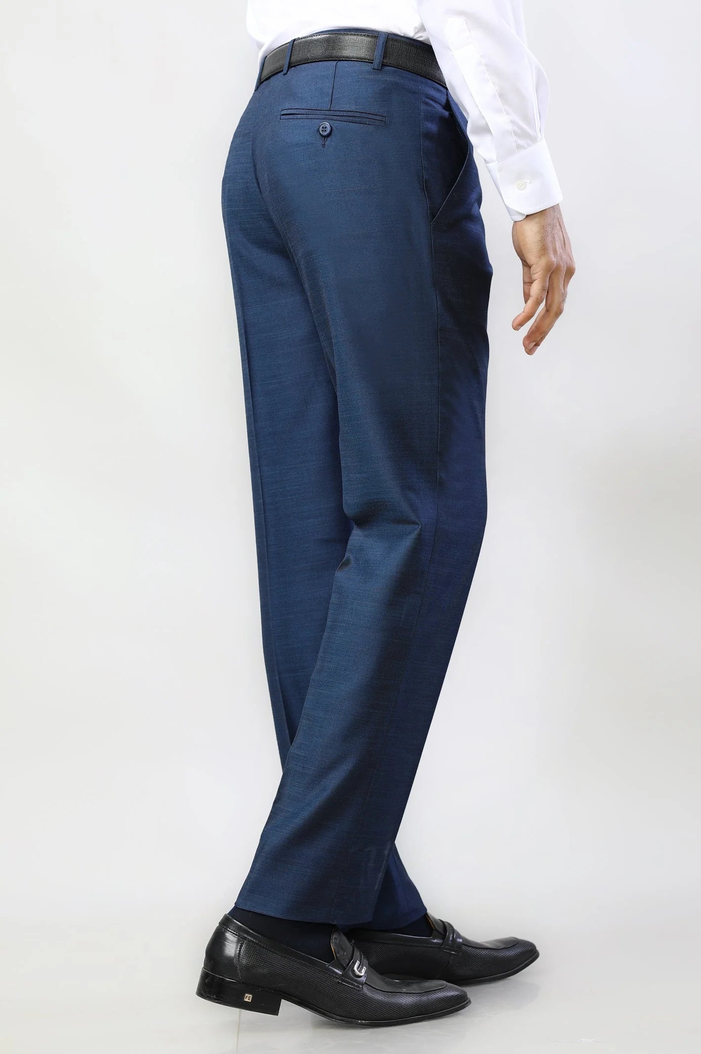 Navy Blue Wash & Wear Regular Fit Trouser