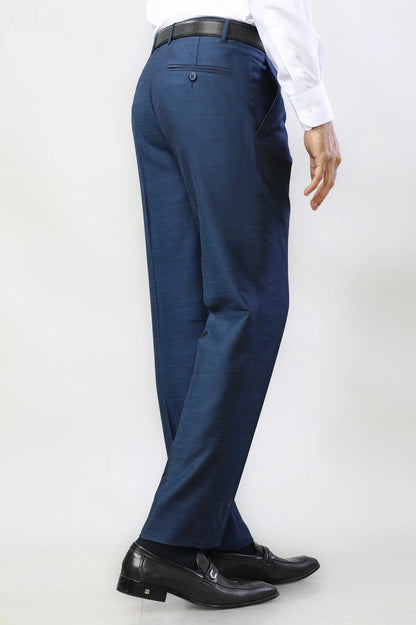 Navy Blue Wash & Wear Regular Fit Trouser