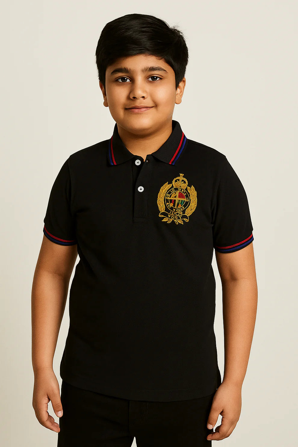 Boys cotton polo black