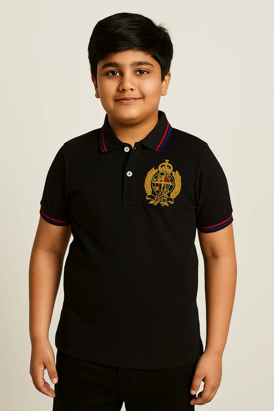 Boys cotton polo black