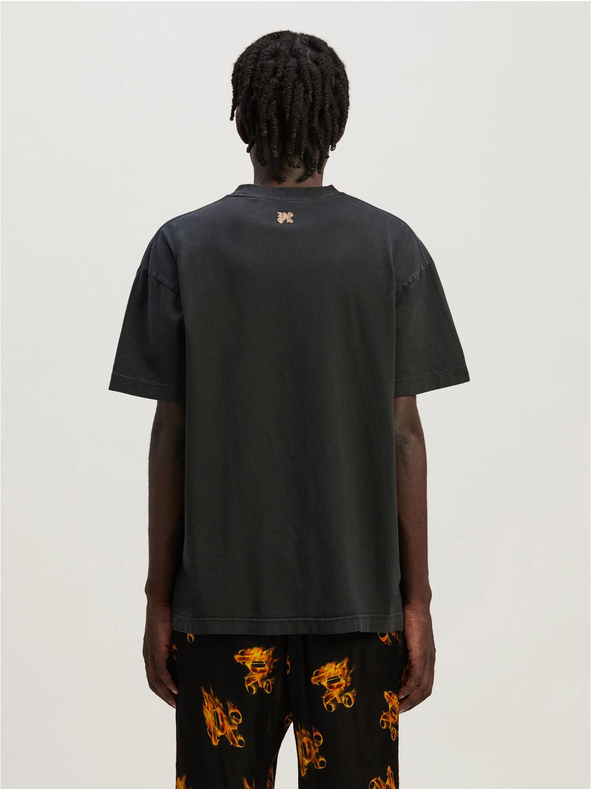 Palm Angels Black Burning Monogram T-Shirt