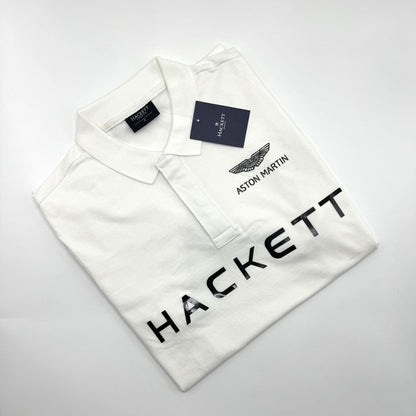 HKT Aston Martin Front Embroidered White & Black Polo