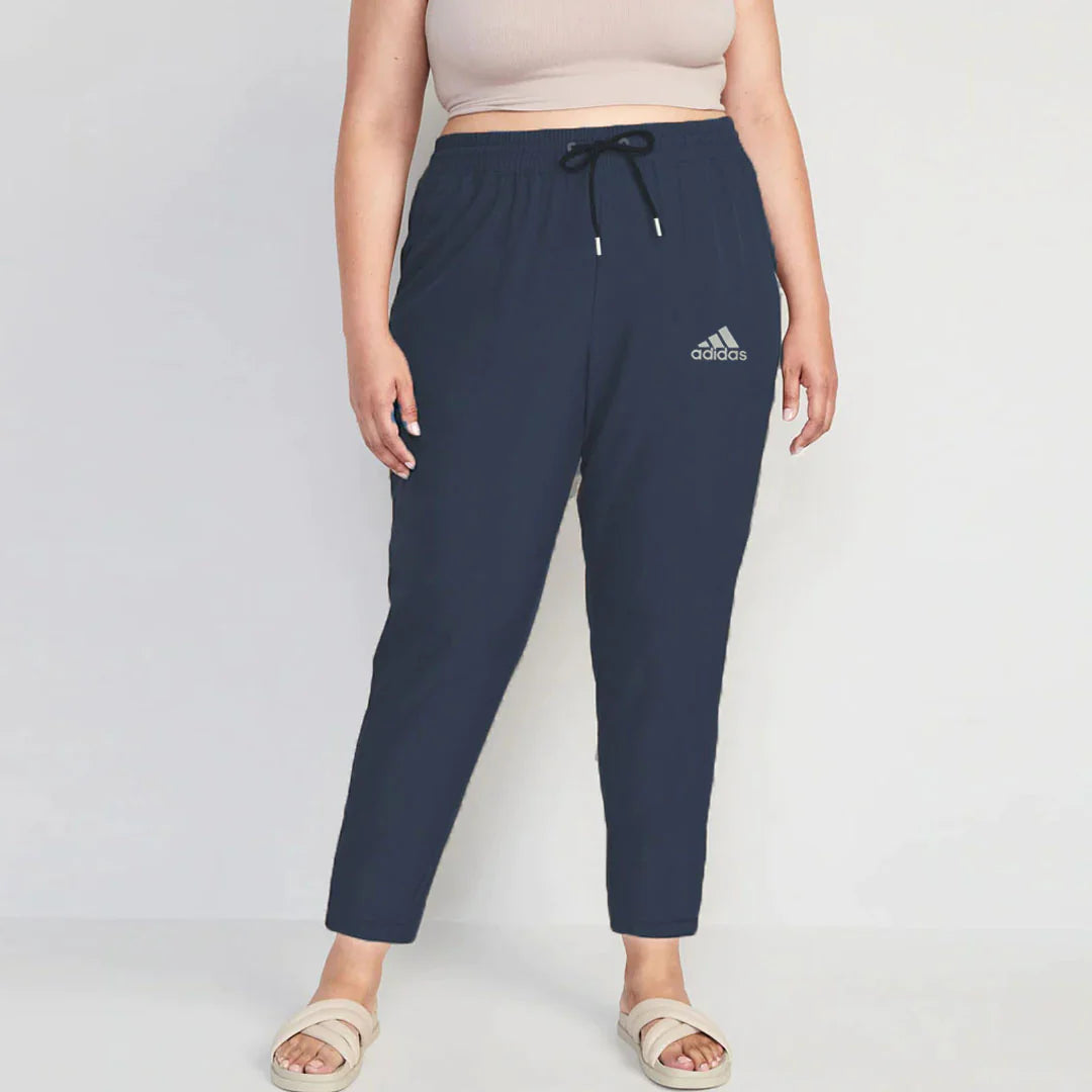 addi women slim fit high rise blue dryfit  plus size  trouser for gym