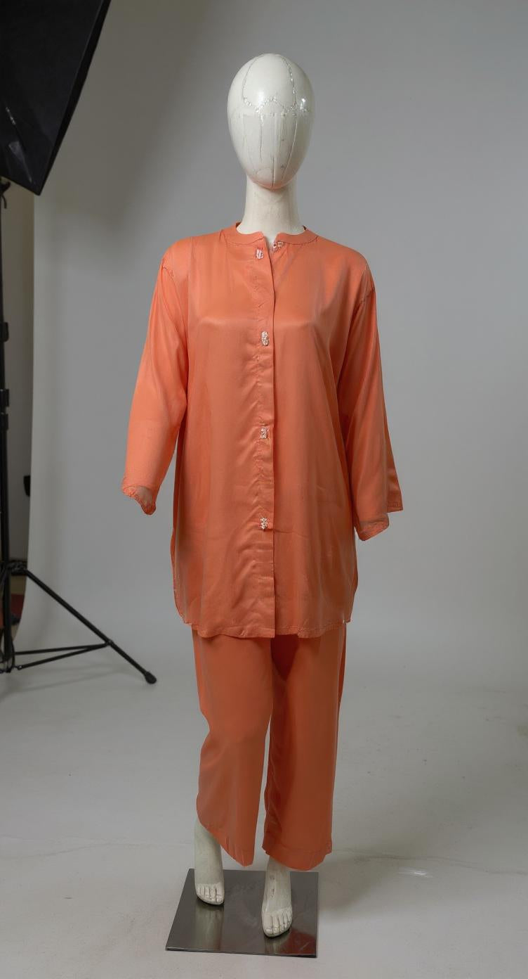 Cotton Button Down peach Co-Ord Set