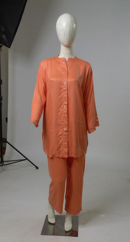 Cotton Button Down peach Co-Ord Set